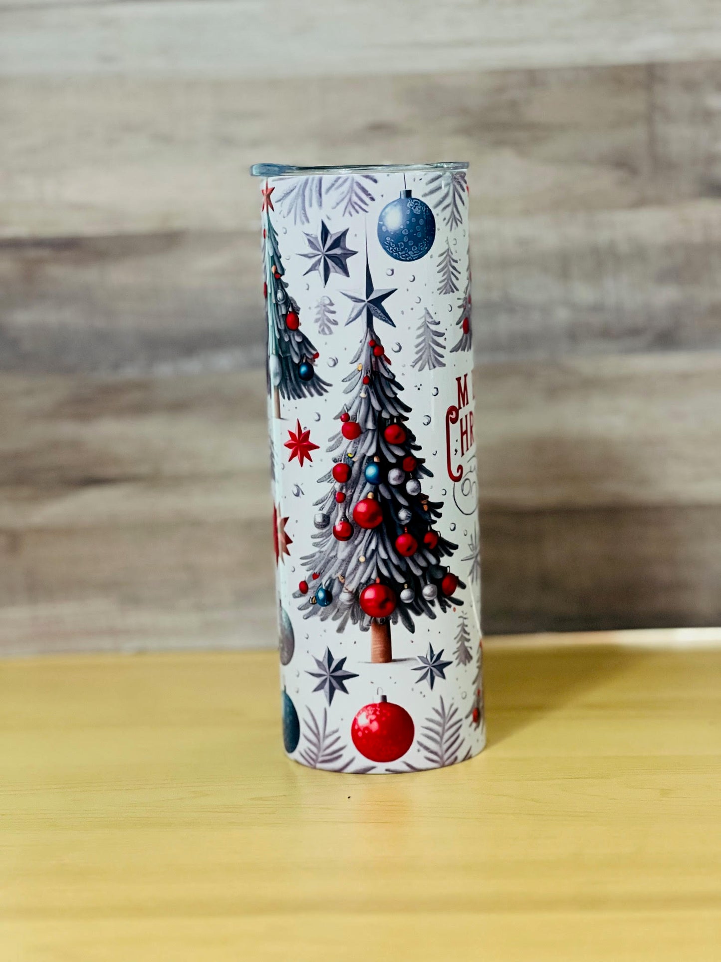 Christmas in blue tumbler