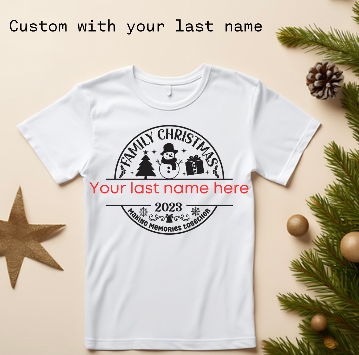 Family Matching Christmas shirt- Custom Christmas shirts for family reunions- Add you family last name to it and wear it