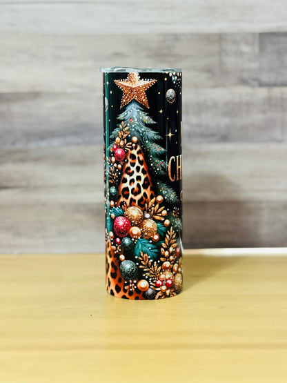 Leopard evergreen tree tumbler