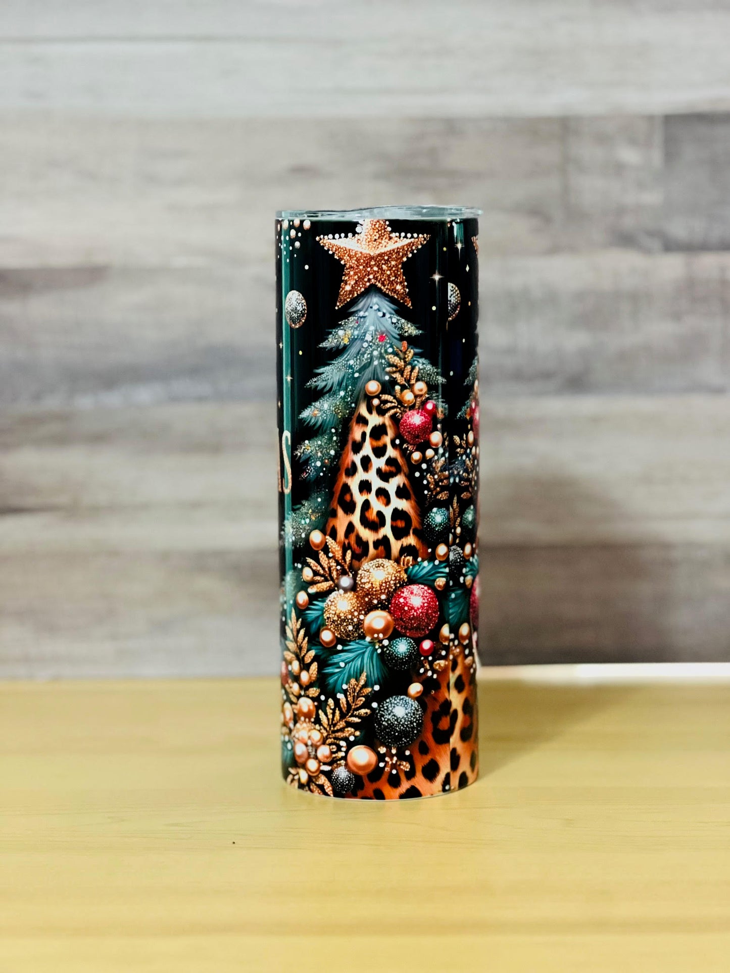 Leopard evergreen tree tumbler