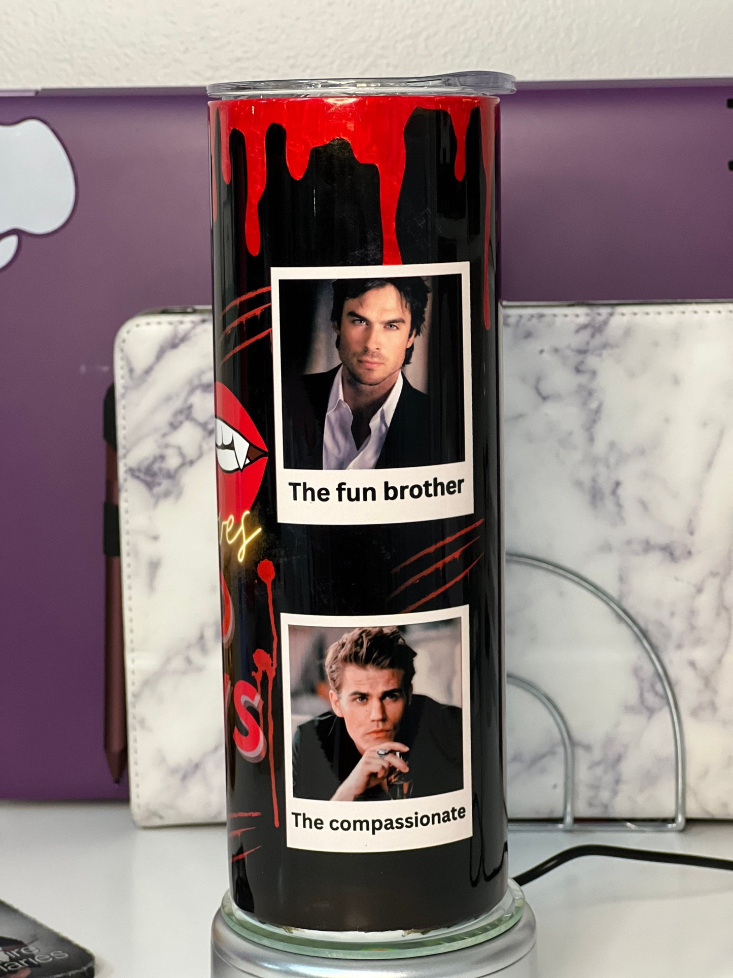 Vampire Diaries 20oz Skinny Tumbler | bad boys black| Stefan | Klaus | Damon |Elijah