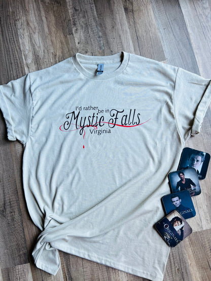 TVD fan shirt| I’ve rather be in Mystic Falls shirt