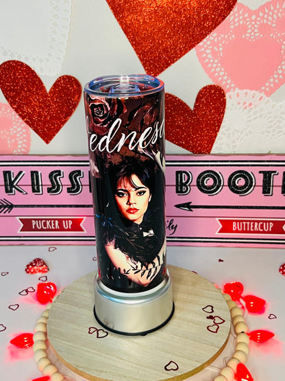 Wednesday Addams 20oz Skinny Tumbler | Roses| Nevermore.