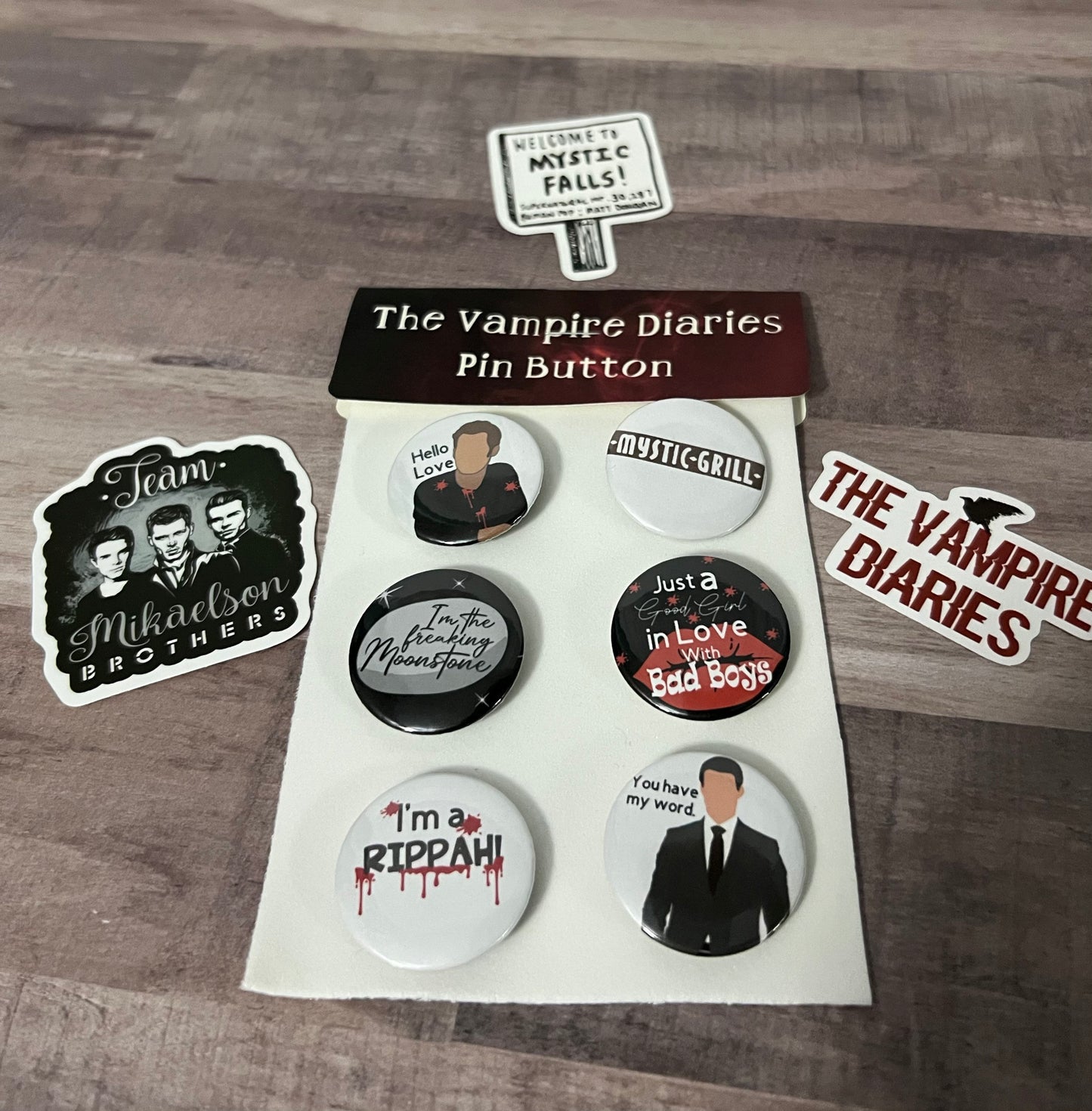 Pinned buttons  Vampire Diaries Universe edition 1.25”, 2.25”