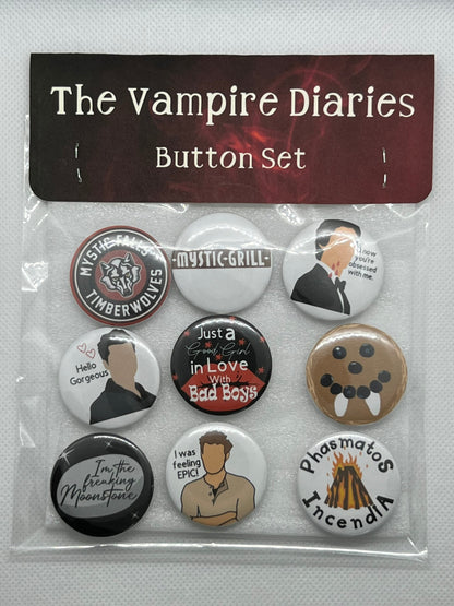 Pinned buttons  Vampire Diaries Universe edition 1.25”, 2.25”