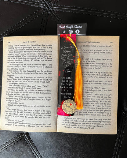 TVD Couples| Stelena |TV Show Inspired Bookmarks | Wood Bookmark| Gift Book Lovers | Bookish | Tassel | Double Sided| Sublimated