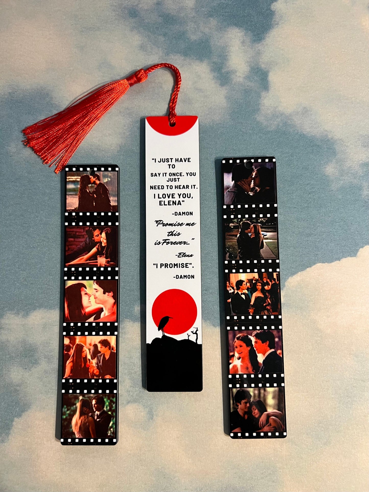 TVD Couples| Delena |TV Show Inspired Bookmarks | Wood Bookmark| Gift Book Lovers | Bookish | Tassel | Double Sided| Sublimated