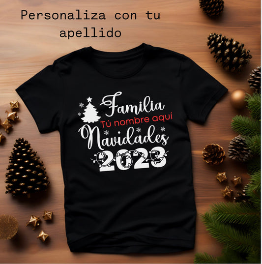 Camisetas de navidad para la familia- camisas personalizadas para navidad- Agrega tu apellido